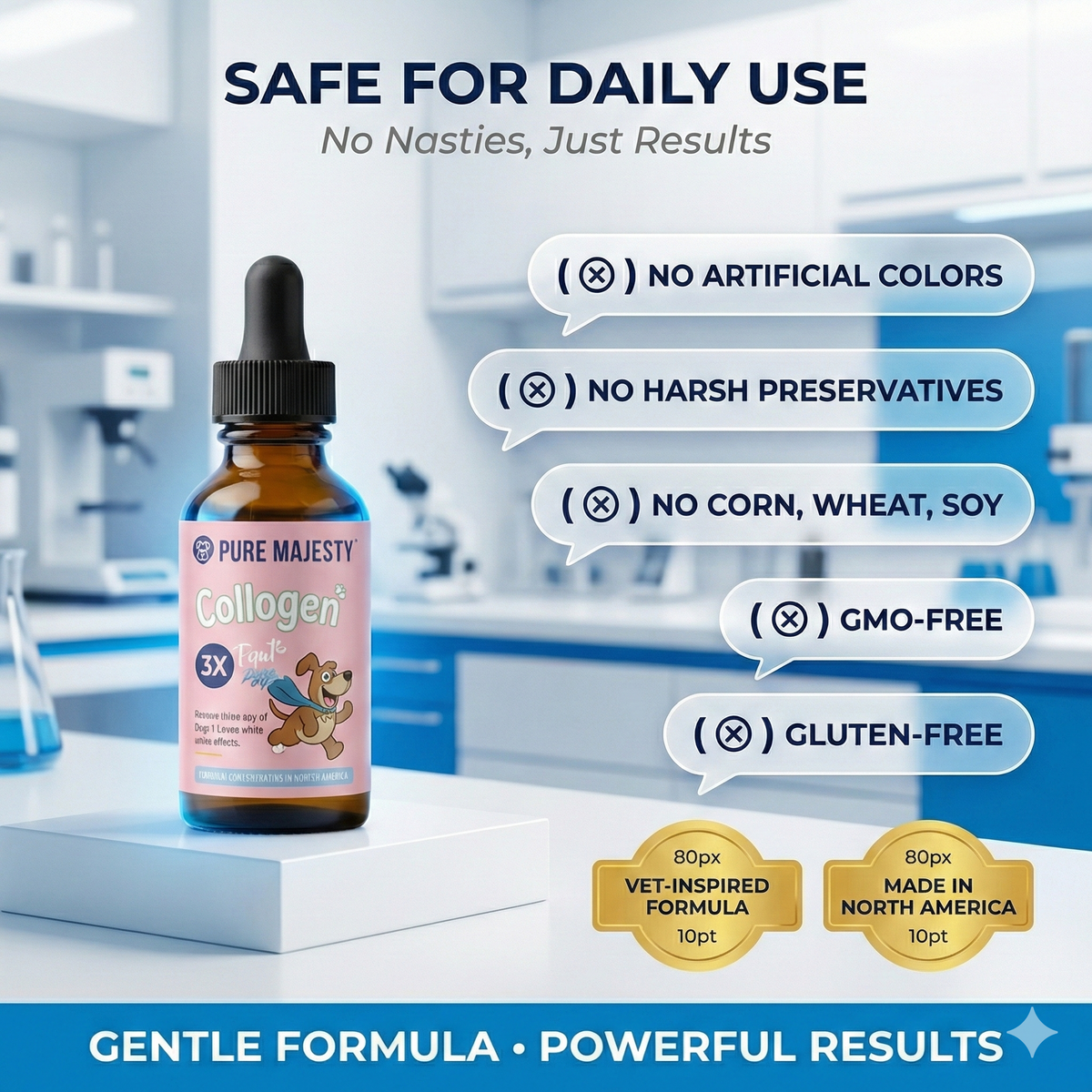 Premium Collagen for Dogs – Liquid Support for Skin, Coat, HIPS & Joints –Types I, II & III Collagen – Made in USA